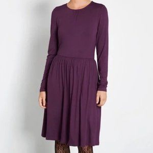 ModCloth Plum Purple Fit & Flare Dress - XS
